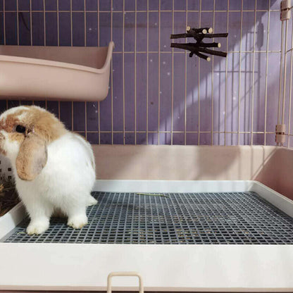 Rabbit Litter Box with Grate, Bunny Restroom Litter Tray Small Animals Toilet Potty Trainer