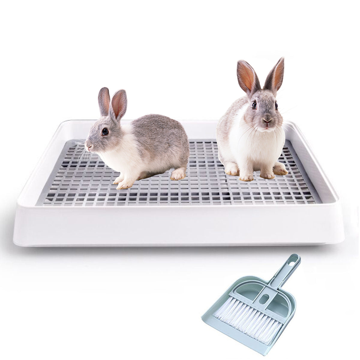 Rabbit Litter Box with Grate, Bunny Restroom Litter Tray Small Animals Toilet Potty Trainer