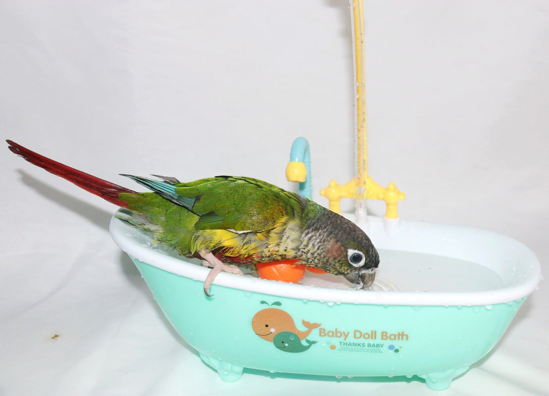 Bird Bathtub Parrot Bath Fountain Indoor Automatic Bathtub with Faucet Bird Bath Shower Bird Bathing Tub for Parakeet Conure Budgie Cockatiel Lovebird