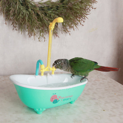 Bird Bathtub Parrot Bath Fountain Indoor Automatic Bathtub with Faucet Bird Bath Shower Bird Bathing Tub for Parakeet Conure Budgie Cockatiel Lovebird