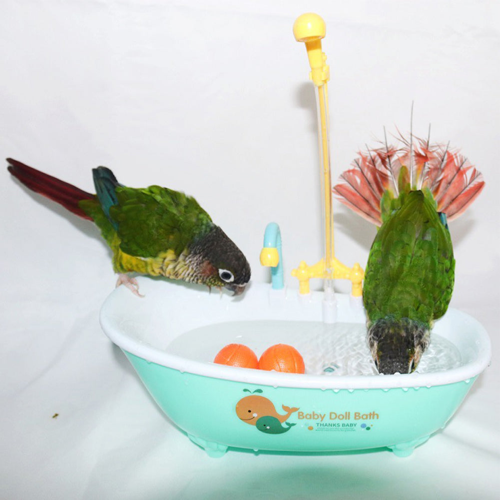 Bird Bathtub Parrot Bath Fountain Indoor Automatic Bathtub with Faucet Bird Bath Shower Bird Bathing Tub for Parakeet Conure Budgie Cockatiel Lovebird