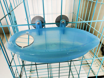 Bird Bathtub with Mirror 3 Packs, Wooden Bird Mirror Perch Stand, Colorful Swing Bird Cage Accessories