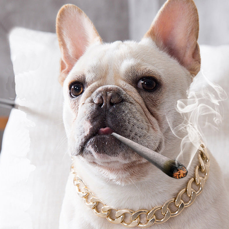 Cuban Link Dog Collar, Dog Gold Chain with Secure Buckle, Fashion Dog Necklace Collar Metal Collar for Pitbull Mastiff Bulldog Rottweiler Medium Large Dogs
