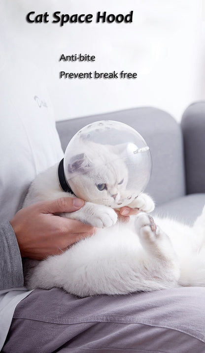 Cat Space Hood, Adjustable Kitten Muzzle, Breathable Anti-Licking Muzzles Cover Guard to Prevent Biting Licking and Chewing, Safety Prevent Pet Muzzles for Nail Clipping Bathing Grooming