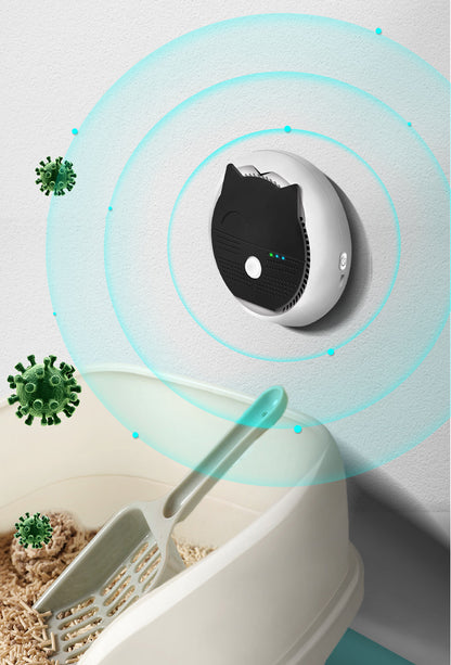 Cat Litter Deodorizer, 99% Deodorization Pet Litter Box Deodorizer, 3600 mAh Smart Unscented Odor Eliminator, Professional Indoor Smell Eliminator for Litter Boxes Bathroom Toilet Kitchen