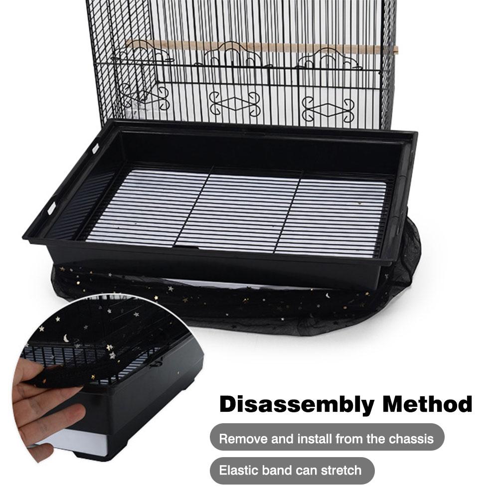 Bird Cage Cover 2 PCS, Bird Cage Seed Catcher, Universal Birdcage Nylon Mesh Net Cover with Starry Sky Pattern, Soft Airy Gauze Birdcage Skirt Seed Guard for Parrots Parakeet Round Square Cages
