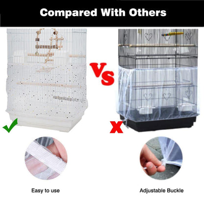 Bird Cage Cover 2 PCS, Bird Cage Seed Catcher, Universal Birdcage Nylon Mesh Net Cover with Starry Sky Pattern, Soft Airy Gauze Birdcage Skirt Seed Guard for Parrots Parakeet Round Square Cages