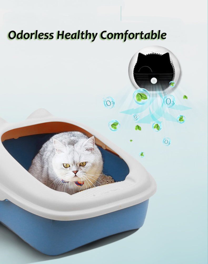 Cat Litter Deodorizer, 99% Deodorization Pet Litter Box Deodorizer, 3600 mAh Smart Unscented Odor Eliminator, Professional Indoor Smell Eliminator for Litter Boxes Bathroom Toilet Kitchen