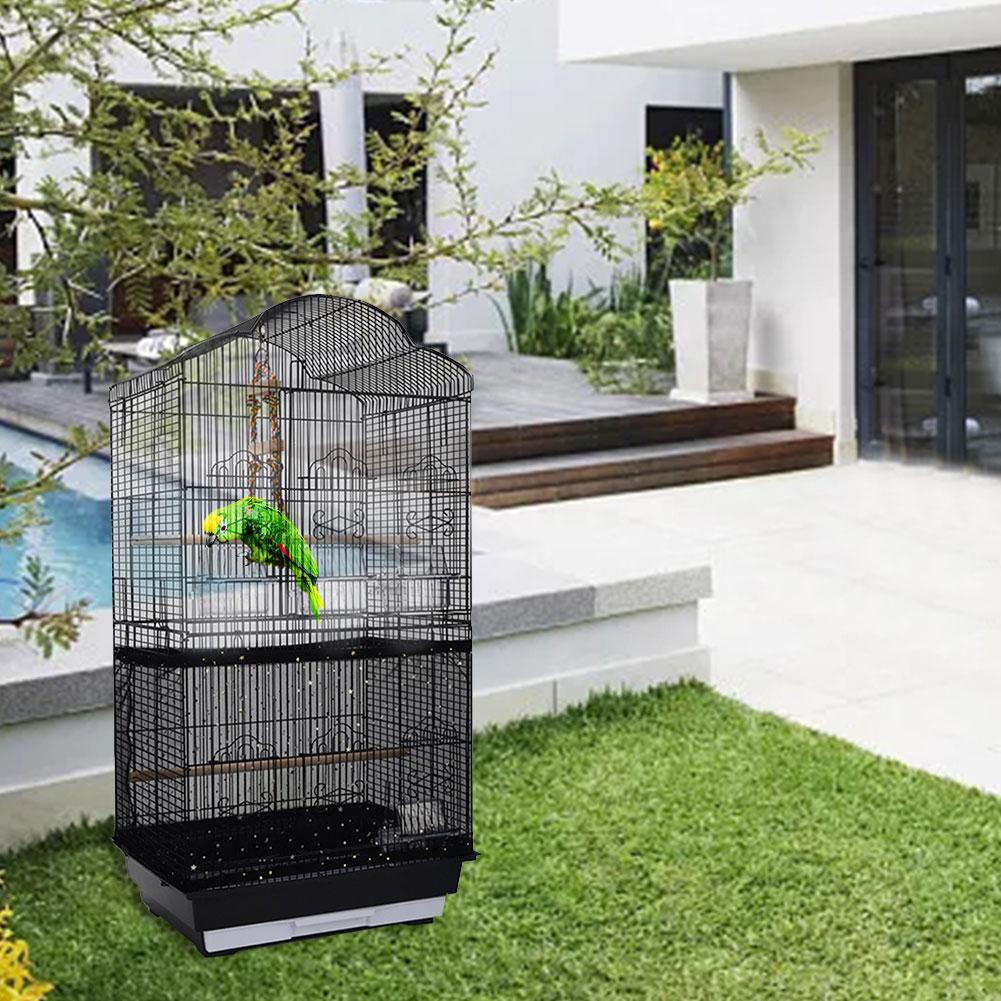 Bird Cage Cover 2 PCS, Bird Cage Seed Catcher, Universal Birdcage Nylon Mesh Net Cover with Starry Sky Pattern, Soft Airy Gauze Birdcage Skirt Seed Guard for Parrots Parakeet Round Square Cages