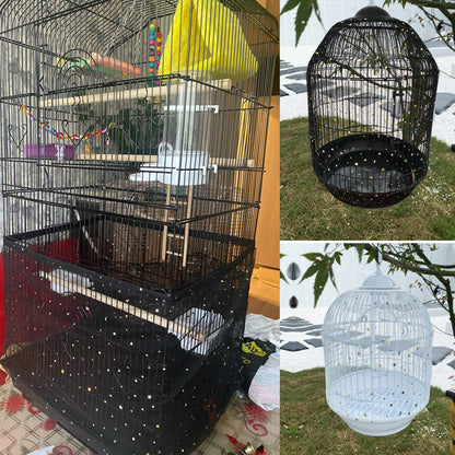 Bird Cage Cover 2 PCS, Bird Cage Seed Catcher, Universal Birdcage Nylon Mesh Net Cover with Starry Sky Pattern, Soft Airy Gauze Birdcage Skirt Seed Guard for Parrots Parakeet Round Square Cages