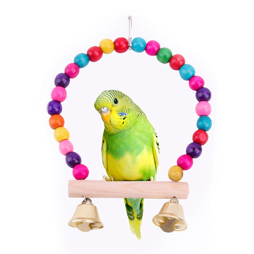 Bird Bathtub with Mirror 3 Packs, Wooden Bird Mirror Perch Stand, Colorful Swing Bird Cage Accessories
