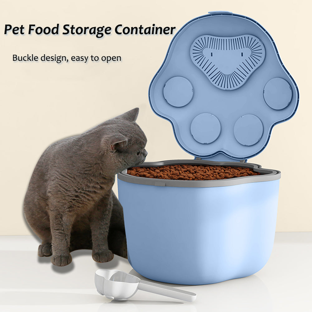 Cat Food Storage Container, Airtight Flip Top Pet Food Storage Bin with Scoop, Cute Cat Paw Shape BPA-Free Food Storage Container, Store up 17 to 22 lbs, Gifts for Cats Dogs and Owners
