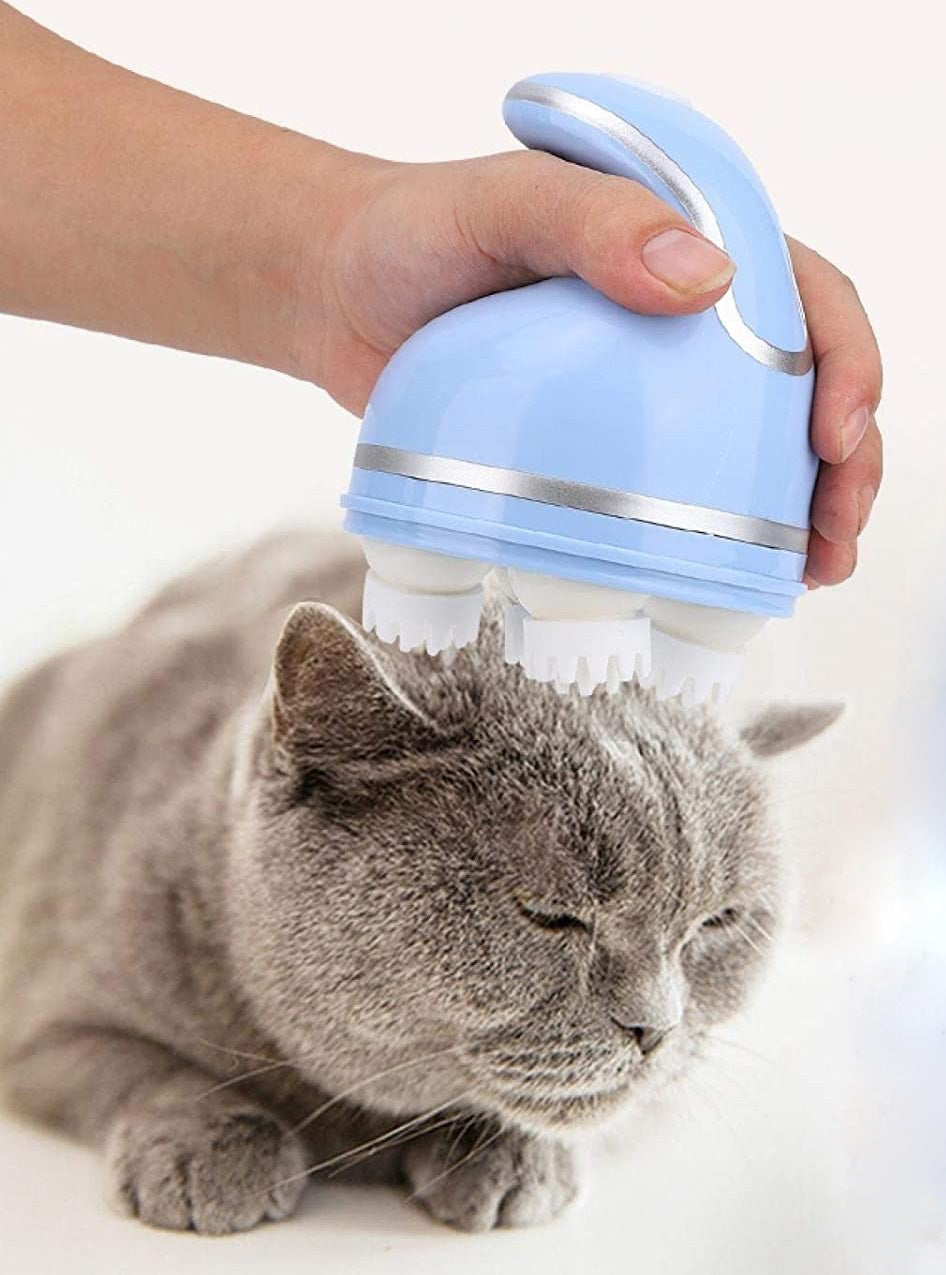 Electric Scalp Massager for Cats, Portable Pet Head Massager, Automatic Rotate Massager for Hair Growth Blood Circulation Head Relaxation