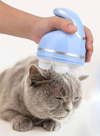 Electric Scalp Massager for Cats, Portable Pet Head Massager, Automatic Rotate Massager for Hair Growth Blood Circulation Head Relaxation