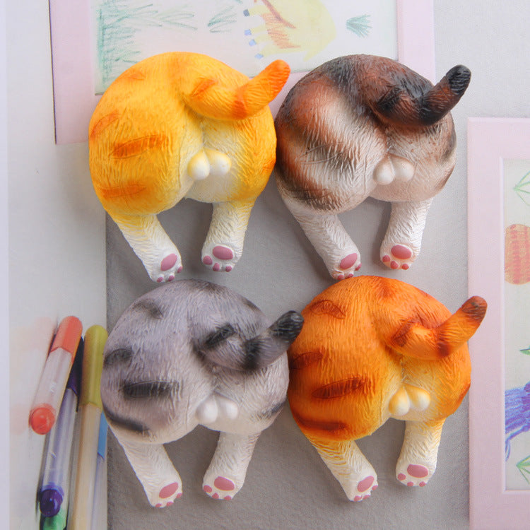 Cat Butt Magnets for Refrigerator, Funny Cat Fridge Magnets, Cat Decorations for Cat Lovers Home Decor and Office Whiteboard Stickers, Set of 4