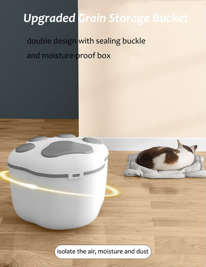 Cat Food Storage Container, Airtight Flip Top Pet Food Storage Bin with Scoop, Cute Cat Paw Shape BPA-Free Food Storage Container, Store up 17 to 22 lbs, Gifts for Cats Dogs and Owners