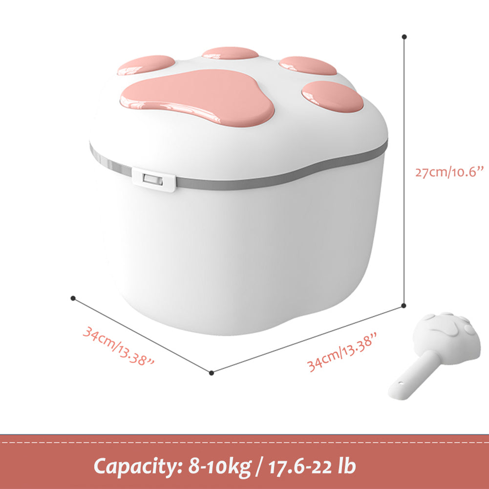 Cat Food Storage Container, Airtight Flip Top Pet Food Storage Bin with Scoop, Cute Cat Paw Shape BPA-Free Food Storage Container, Store up 17 to 22 lbs, Gifts for Cats Dogs and Owners