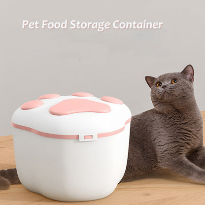 Cat Food Storage Container, Airtight Flip Top Pet Food Storage Bin with Scoop, Cute Cat Paw Shape BPA-Free Food Storage Container, Store up 17 to 22 lbs, Gifts for Cats Dogs and Owners