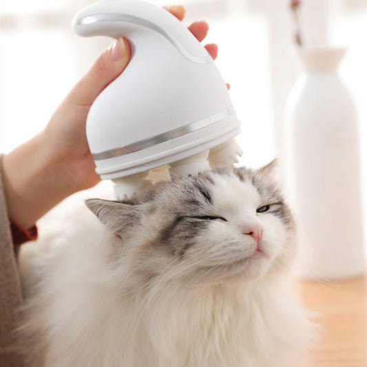 Electric Scalp Massager for Cats, Portable Pet Head Massager, Automatic Rotate Massager for Hair Growth Blood Circulation Head Relaxation